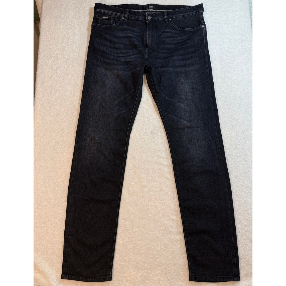 Hugo Boss Candiani Denim Jeans Mens Dark Wash Black Slim Straight 36x34